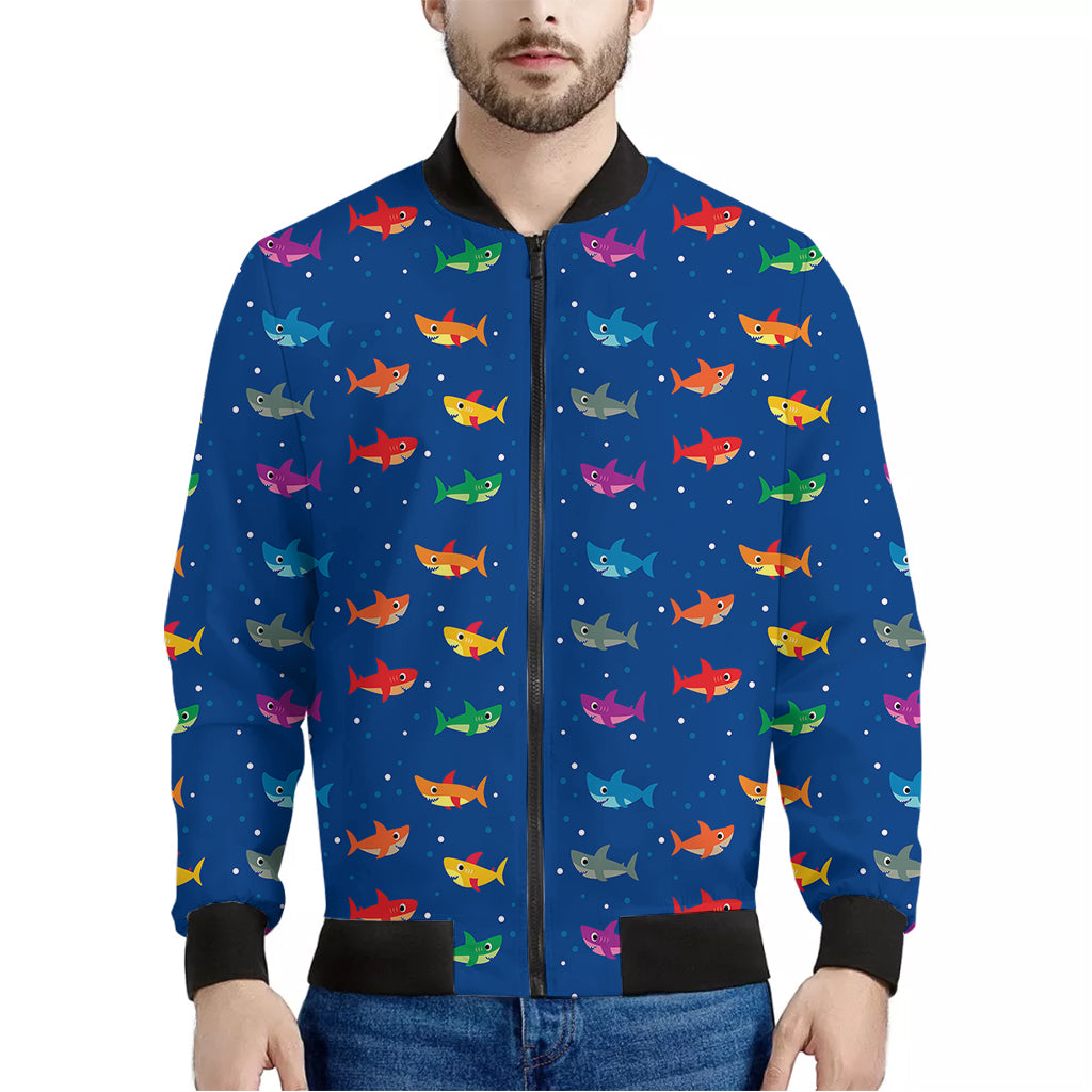 Colorful Baby Sharks Pattern Print Men's Bomber Jacket