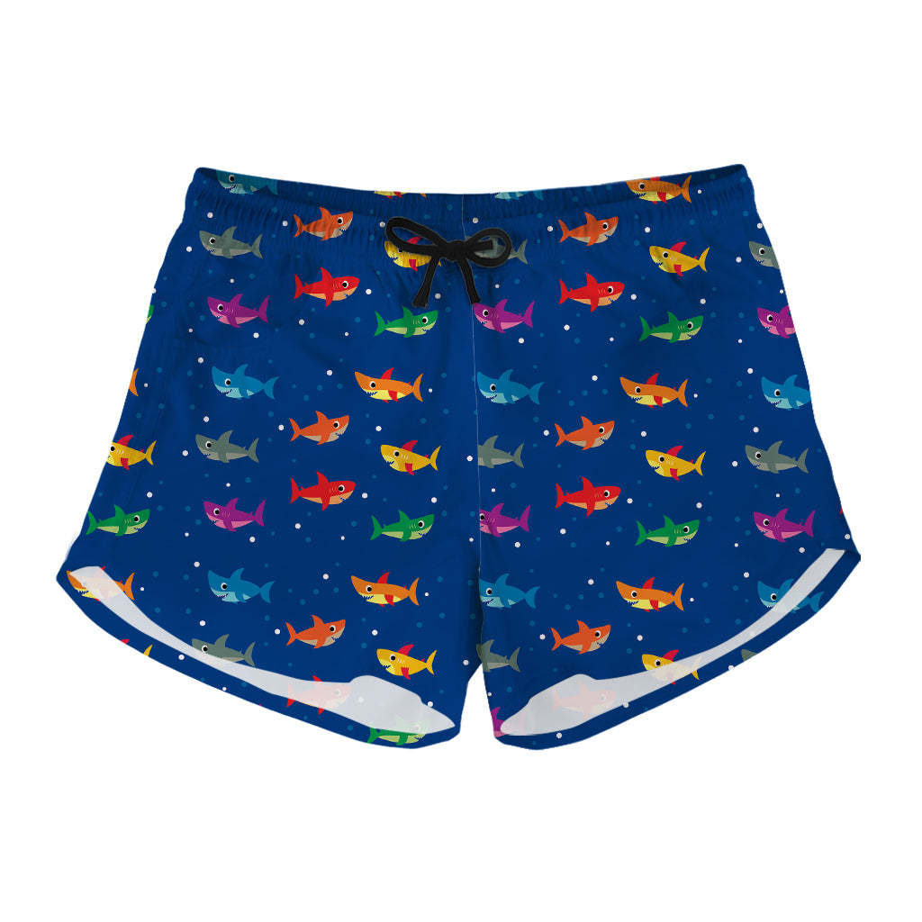Colorful Baby Sharks Pattern Print Women's Shorts
