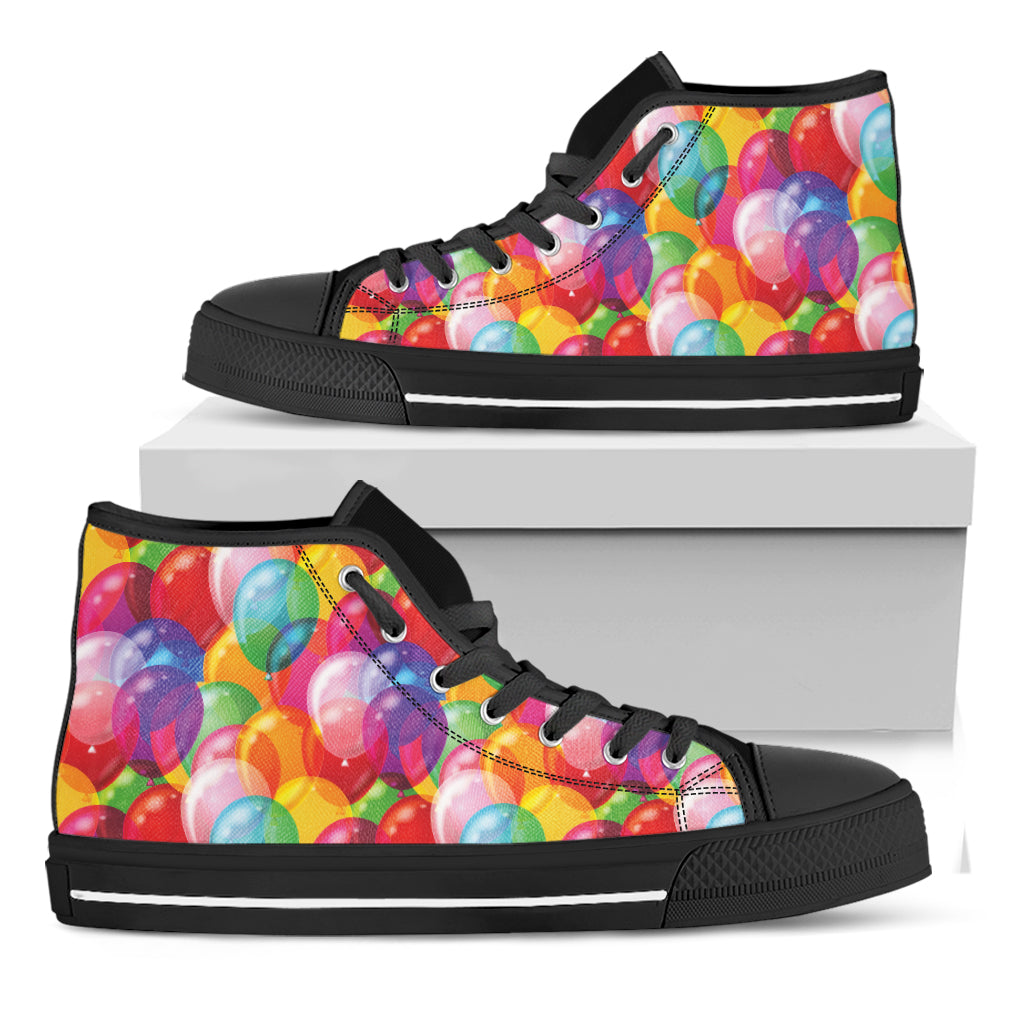 Colorful Balloon Pattern Print Black High Top Shoes