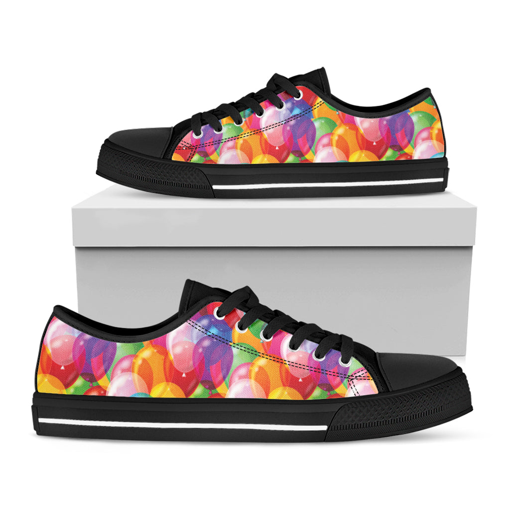 Colorful Balloon Pattern Print Black Low Top Shoes