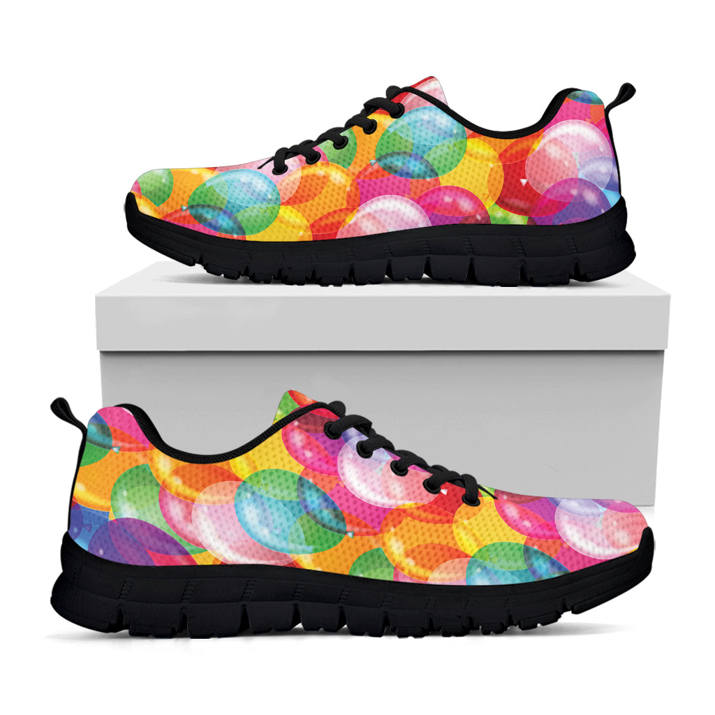 Colorful Balloon Pattern Print Black Sneakers