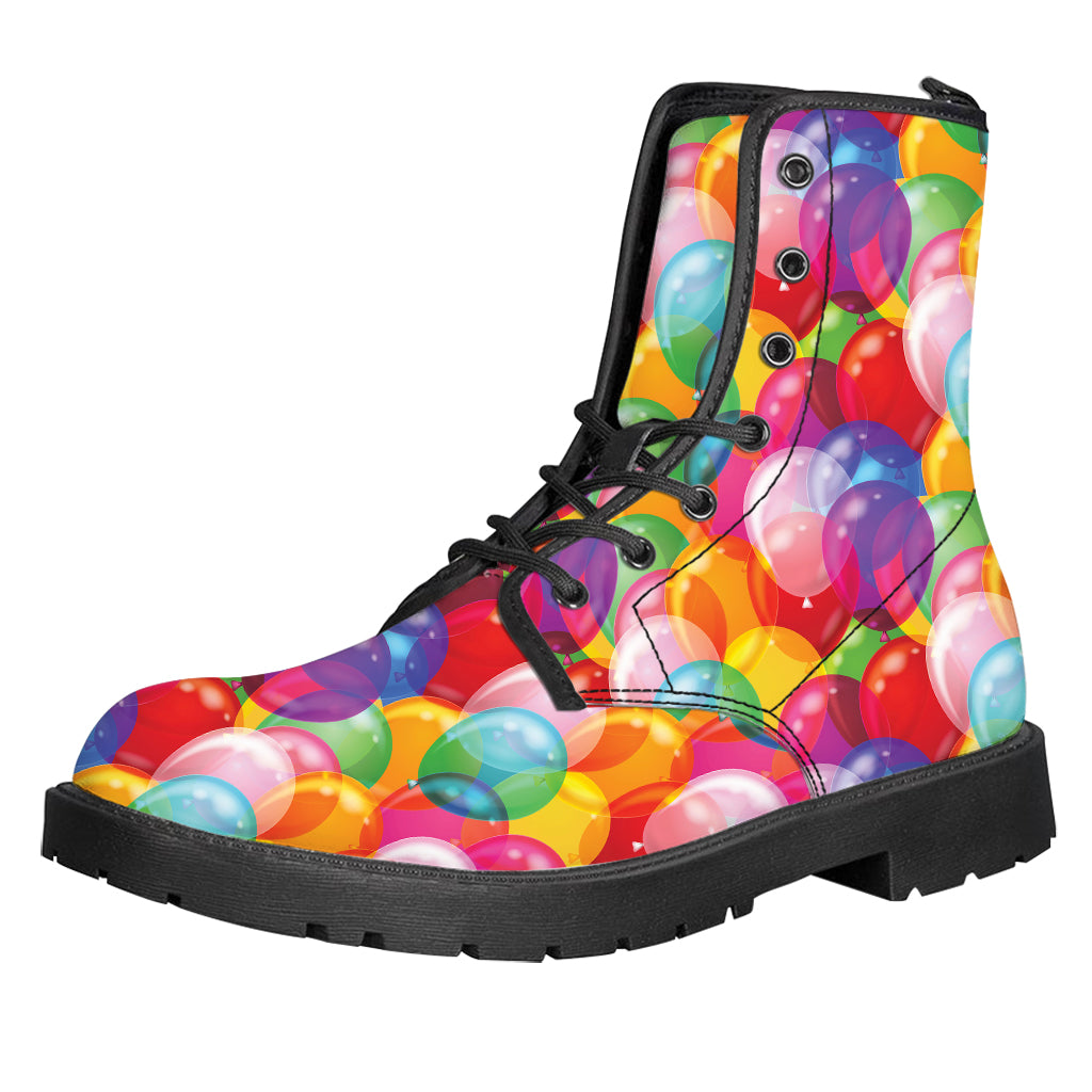 Colorful Balloon Pattern Print Leather Boots