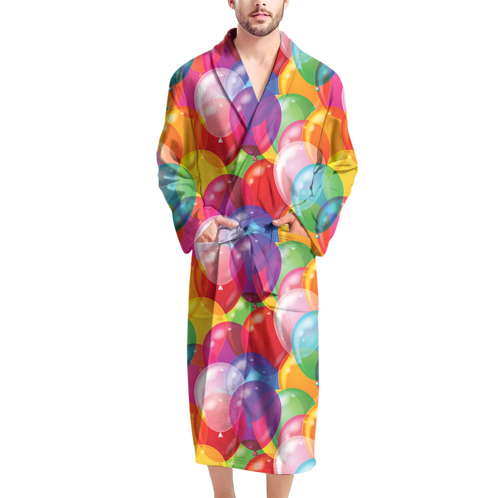 Colorful Balloon Pattern Print Men's Bathrobe