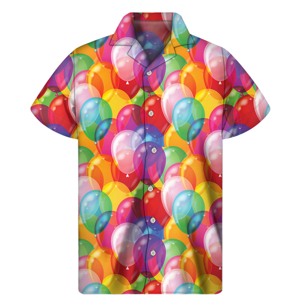 Colorful Balloon Pattern Print Men's Short Sleeve Shirt