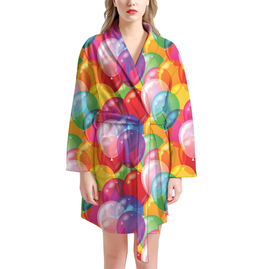 Colorful Balloon Pattern Print Women's Bathrobe