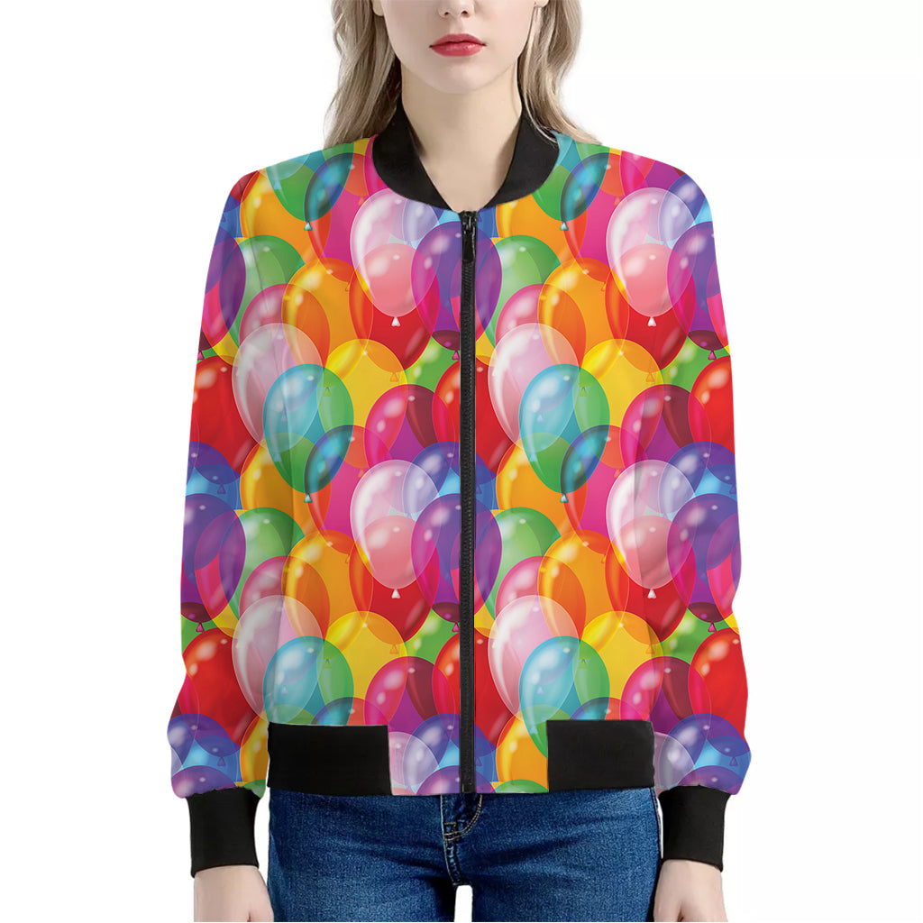 Colorful Balloon Pattern Print Women's Bomber Jacket