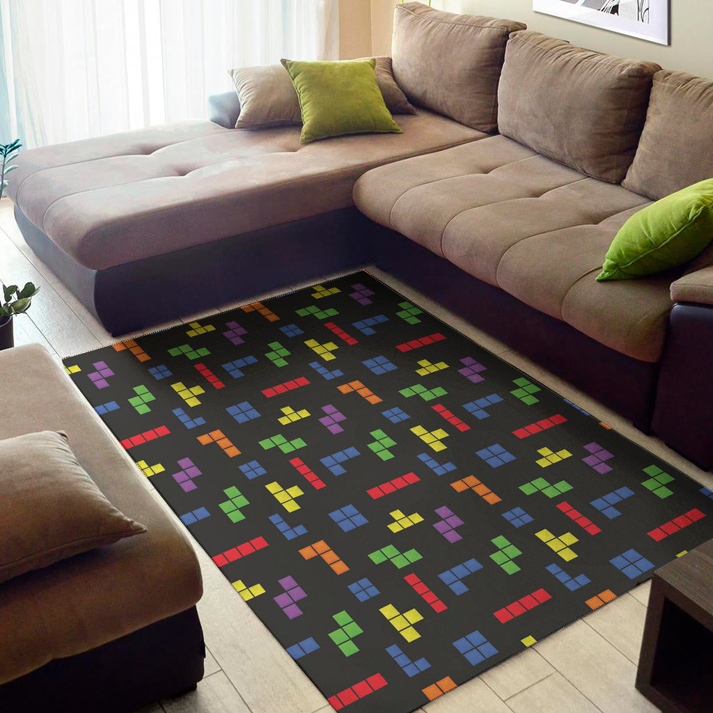 Colorful Block Puzzle Game Pattern Print Area Rug