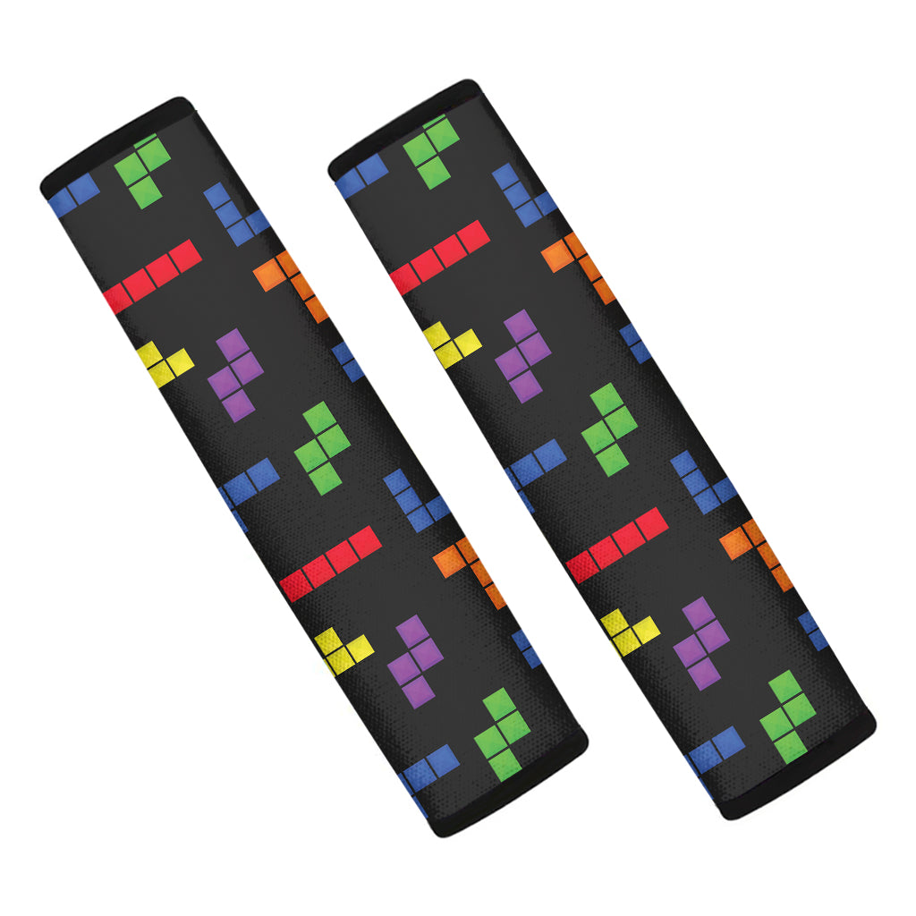 Colorful Block Puzzle Game Pattern Print Car Seat Belt Covers