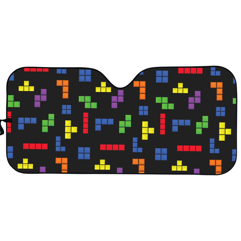 Colorful Block Puzzle Game Pattern Print Car Sun Shade