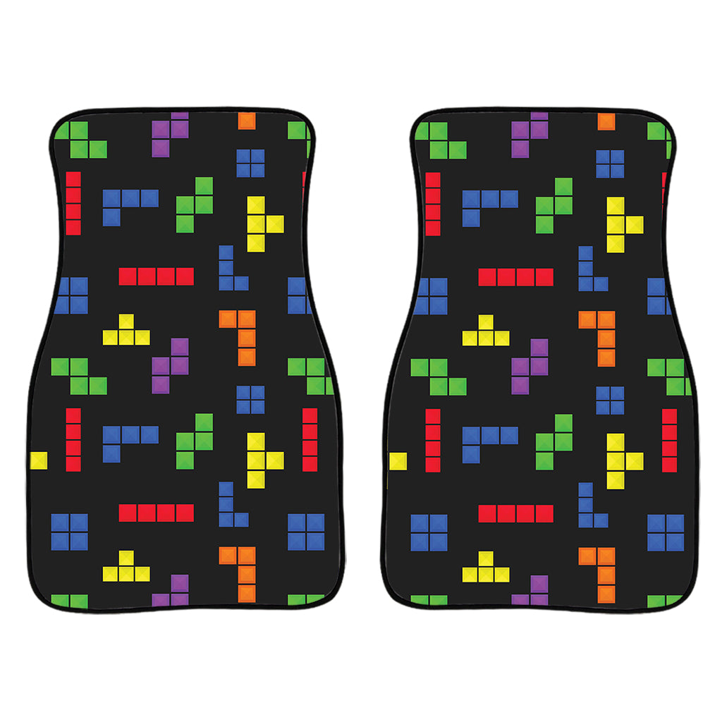 Colorful Block Puzzle Game Pattern Print Front Car Floor Mats