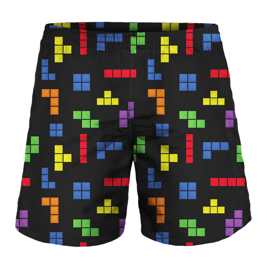 Colorful Block Puzzle Game Pattern Print Men's Shorts