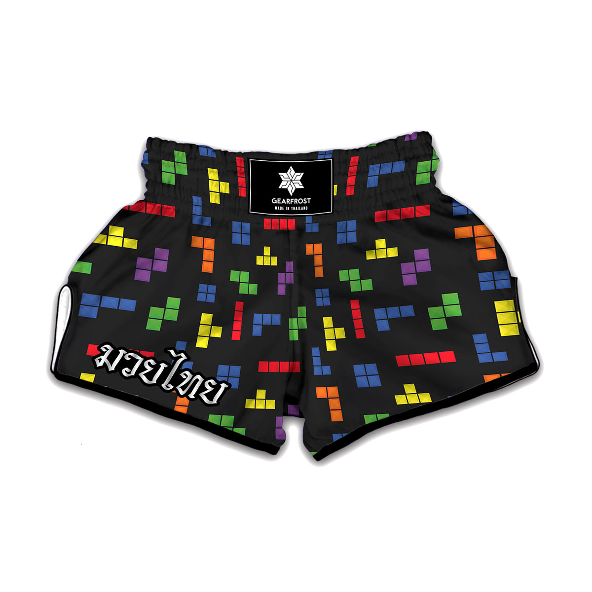 Colorful Block Puzzle Game Pattern Print Muay Thai Boxing Shorts