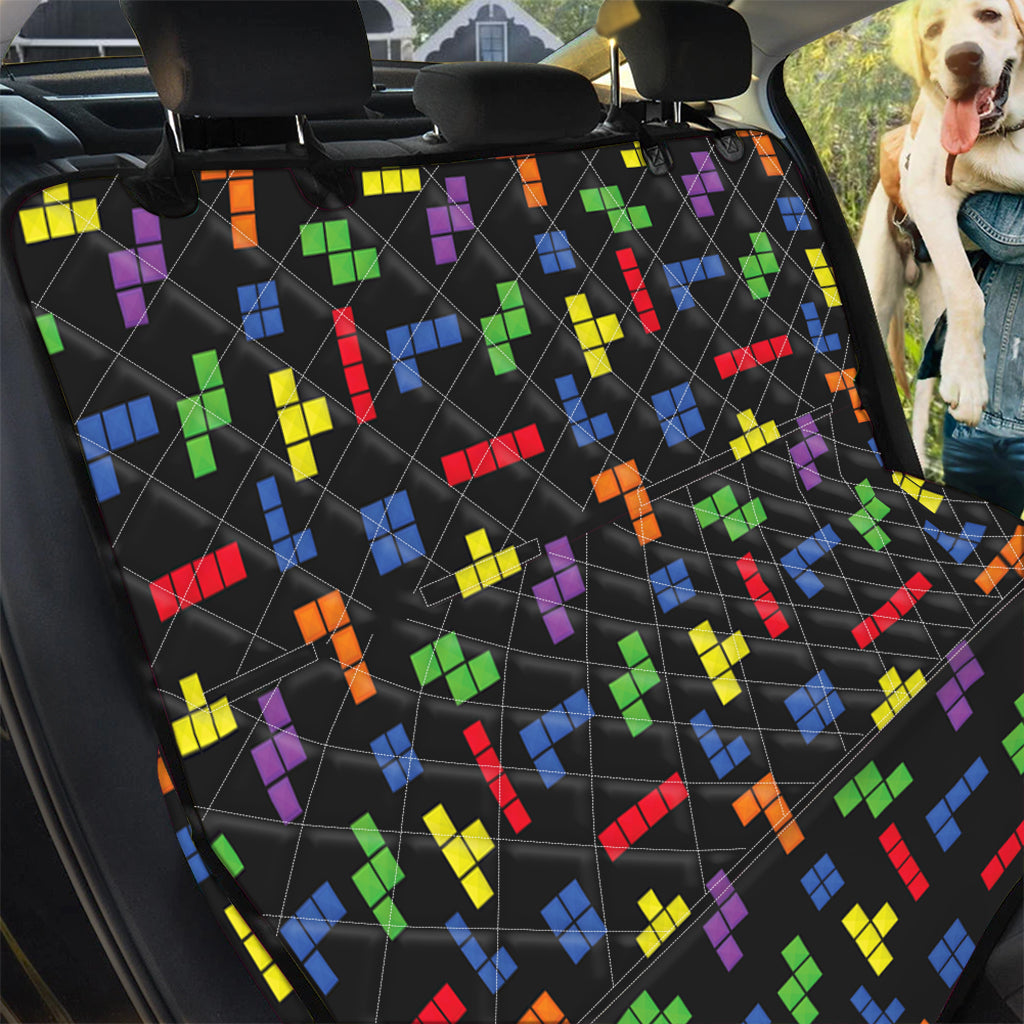 Colorful Block Puzzle Game Pattern Print Pet Car Back Seat Cover