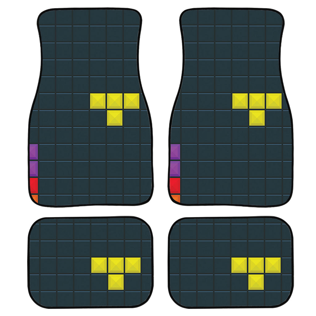 Colorful Block Puzzle Video Game Print Front and Back Car Floor Mats