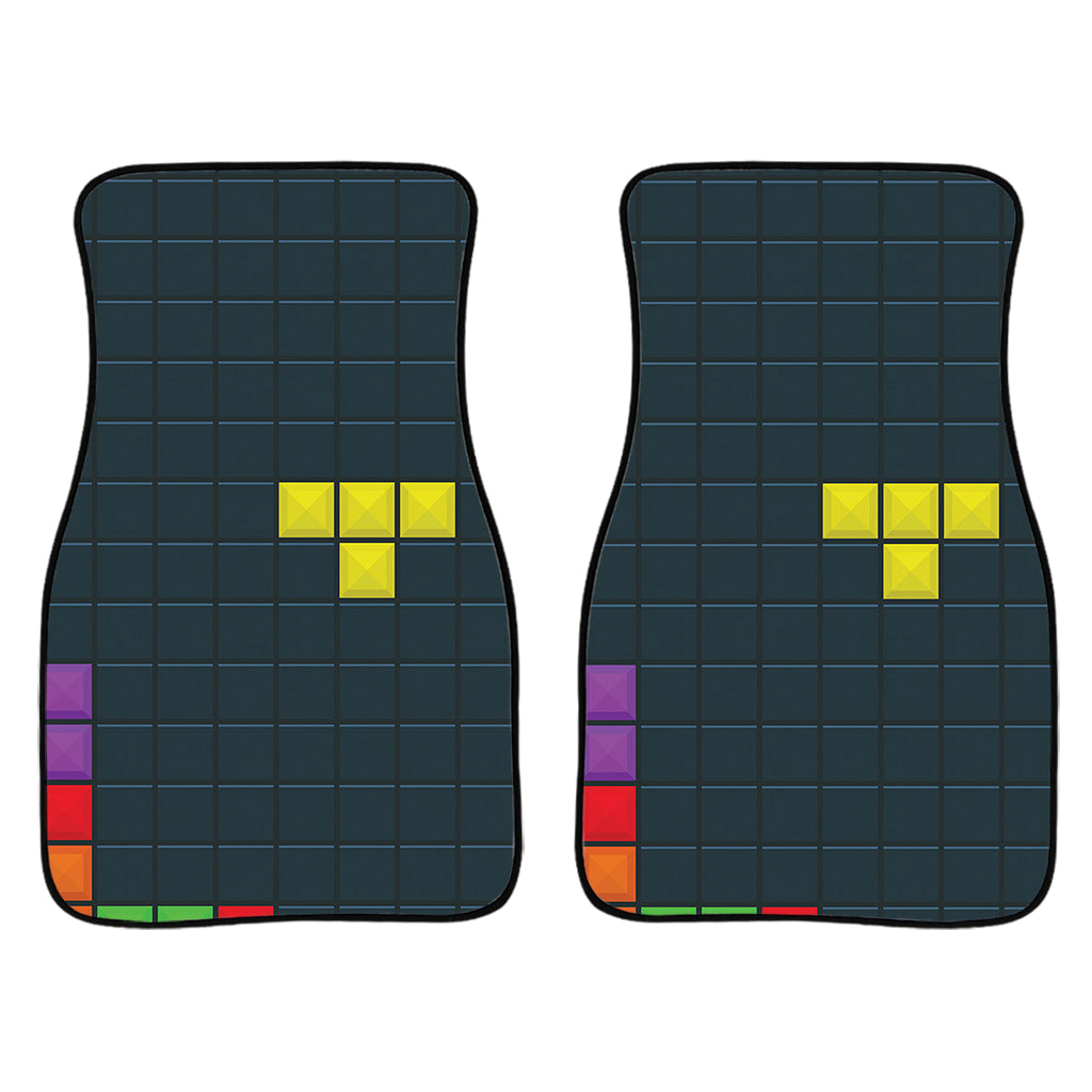 Colorful Block Puzzle Video Game Print Front Car Floor Mats