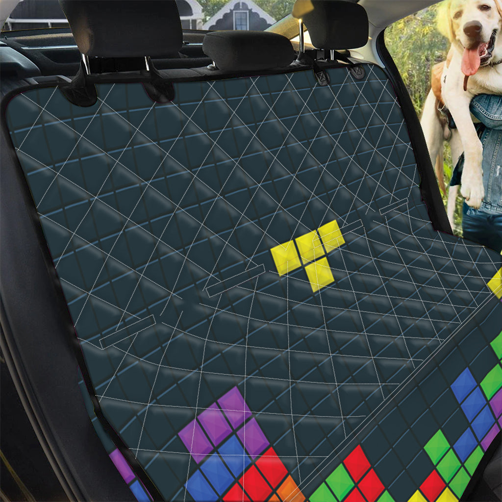 Colorful Block Puzzle Video Game Print Pet Car Back Seat Cover