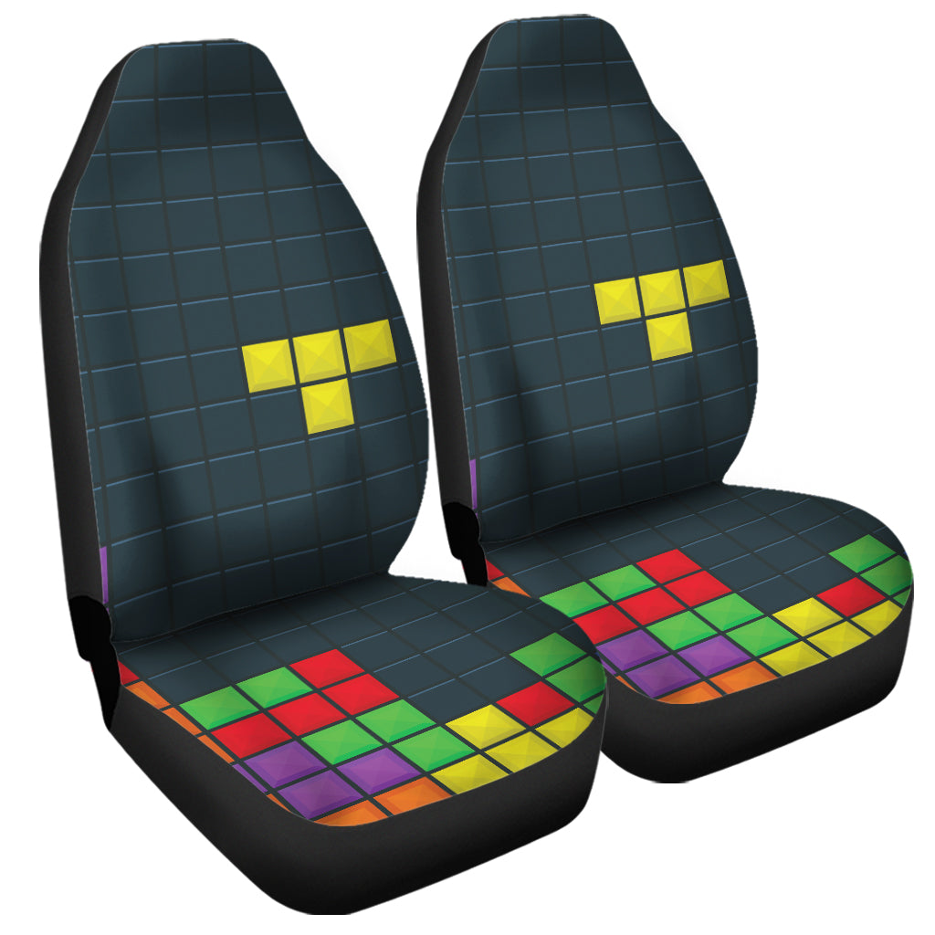 Colorful Block Puzzle Video Game Print Universal Fit Car Seat Covers