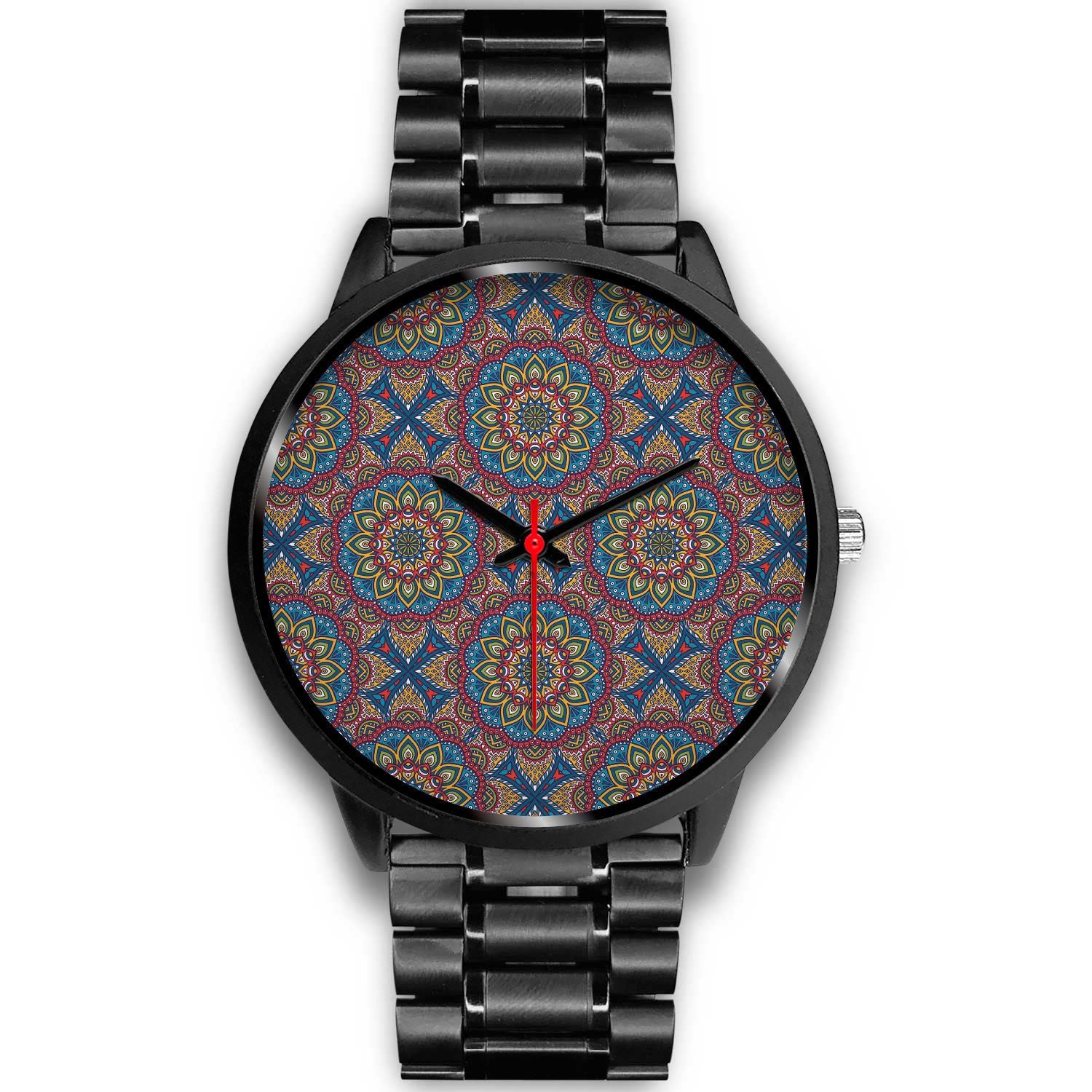 Colorful Bohemian Mandala Pattern Print Black Watch