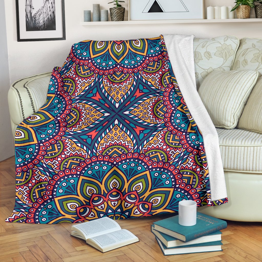 Colorful Bohemian Mandala Pattern Print Blanket