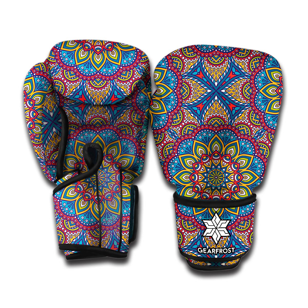 Colorful Bohemian Mandala Pattern Print Boxing Gloves