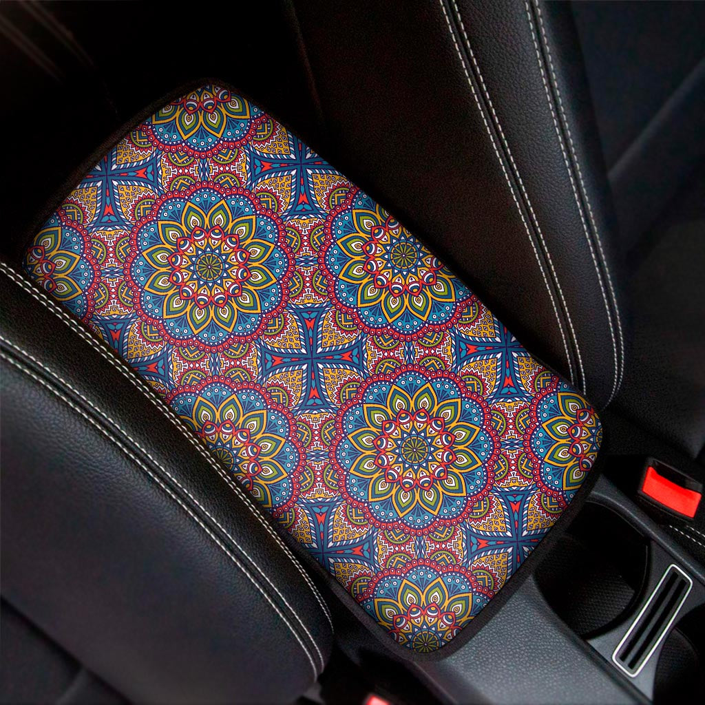 Colorful Bohemian Mandala Pattern Print Car Center Console Cover