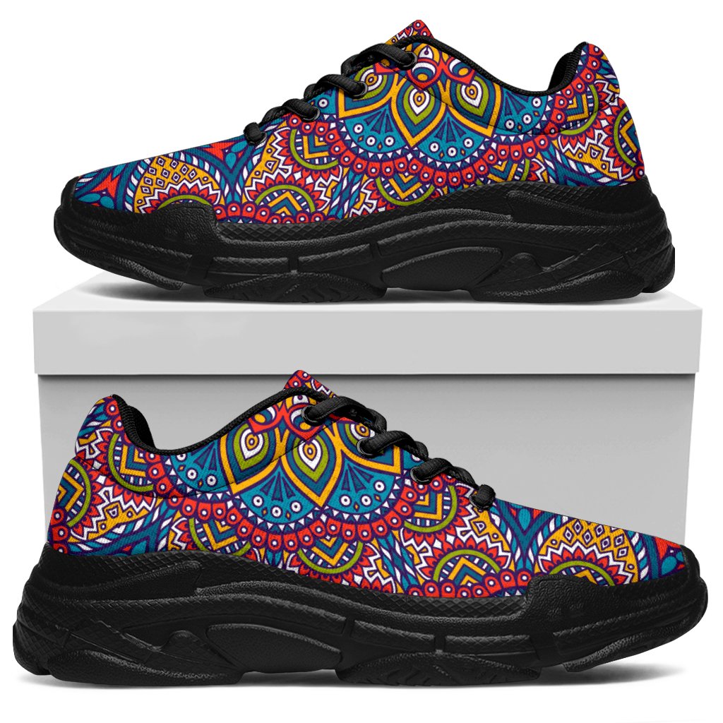 Colorful Bohemian Mandala Pattern Print Chunky Sneakers