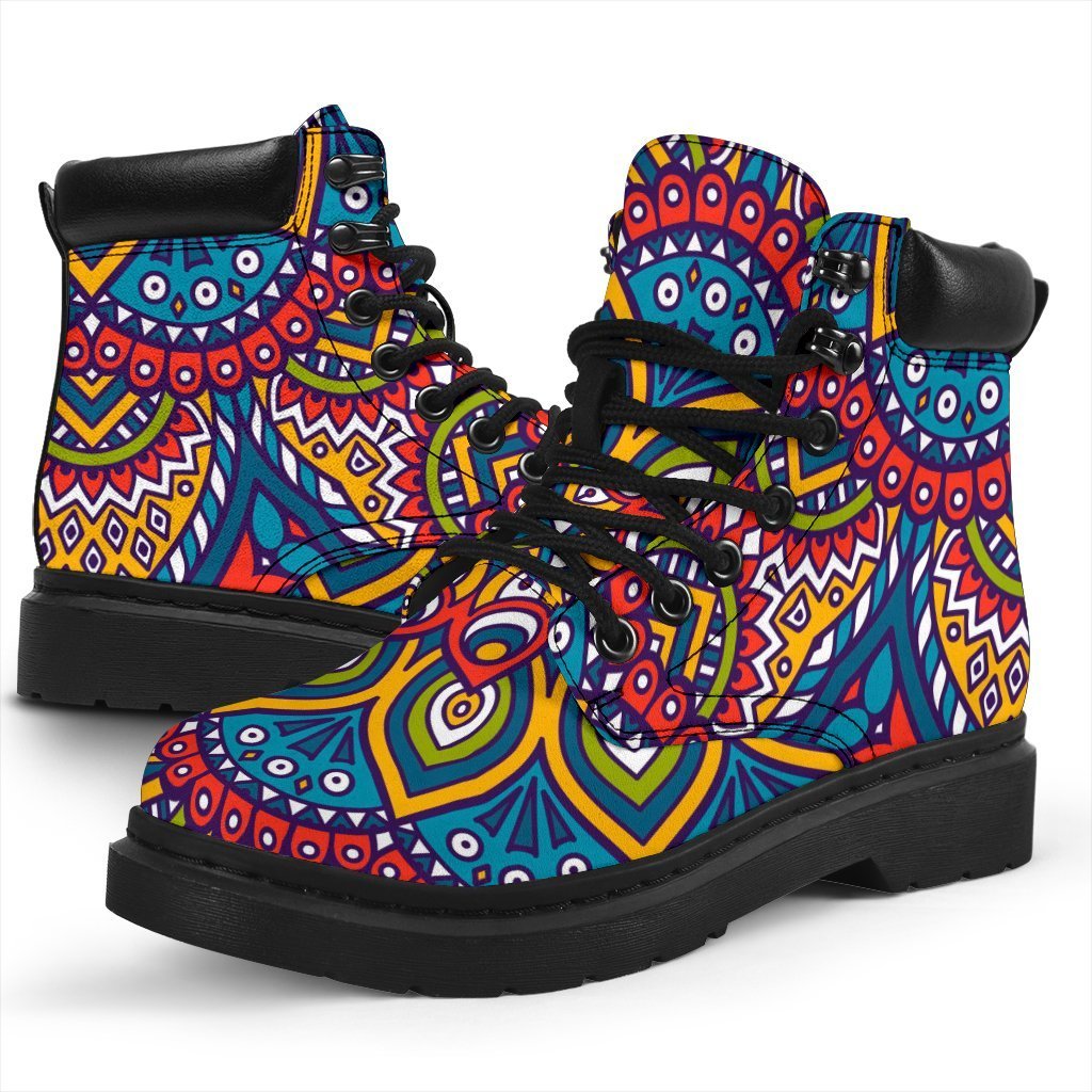 Colorful Bohemian Mandala Pattern Print Classic Boots