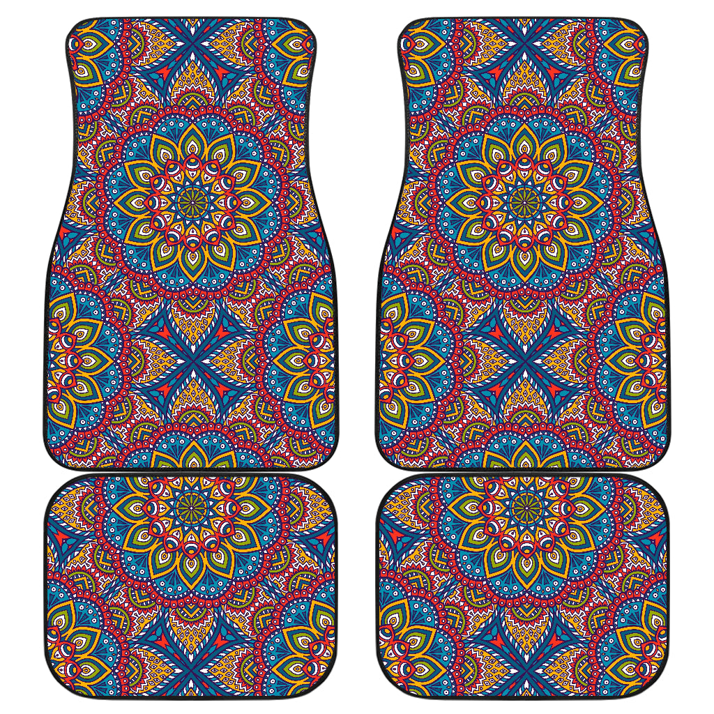 Colorful Bohemian Mandala Pattern Print Front and Back Car Floor Mats