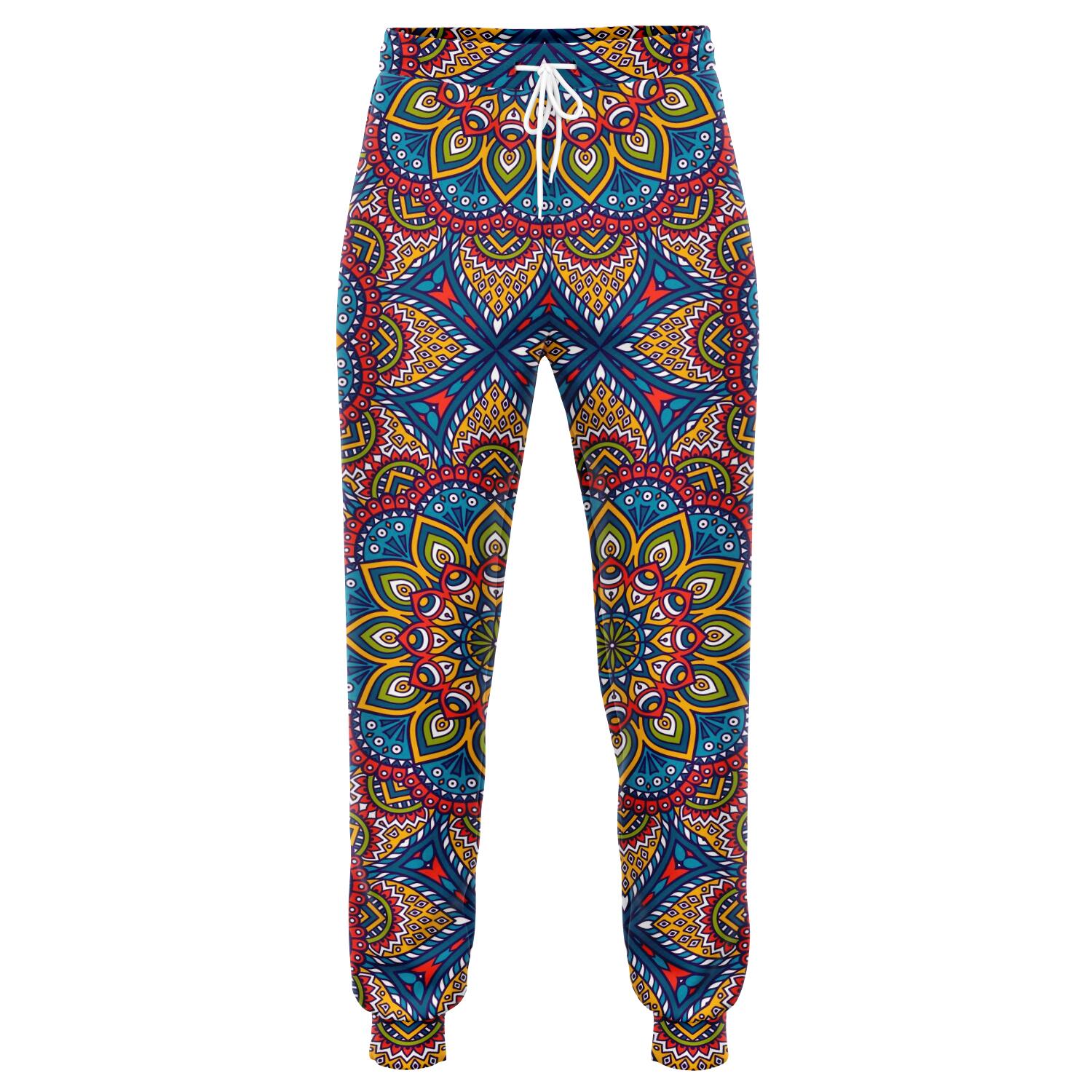 Colorful Bohemian Mandala Pattern Print Jogger Pants