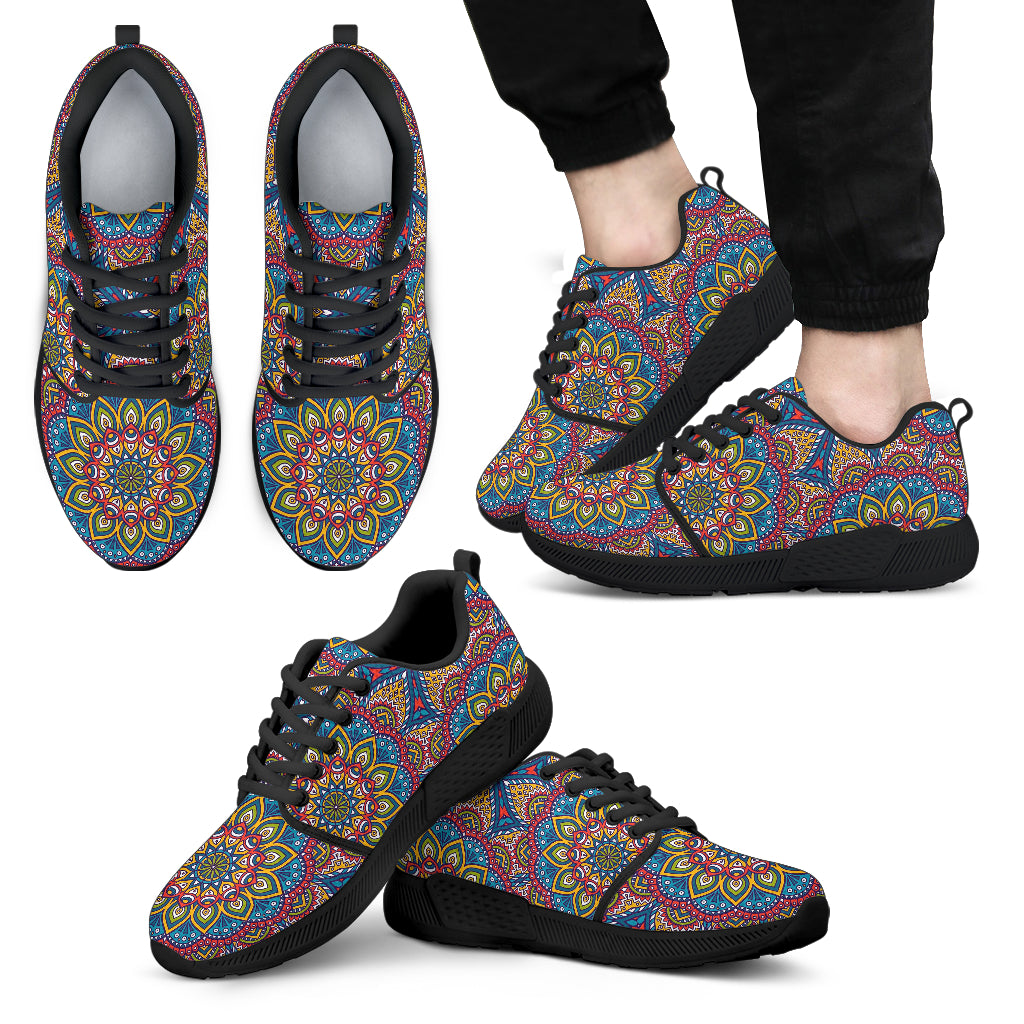 Colorful Bohemian Mandala Pattern Print Men's Athletic Shoes