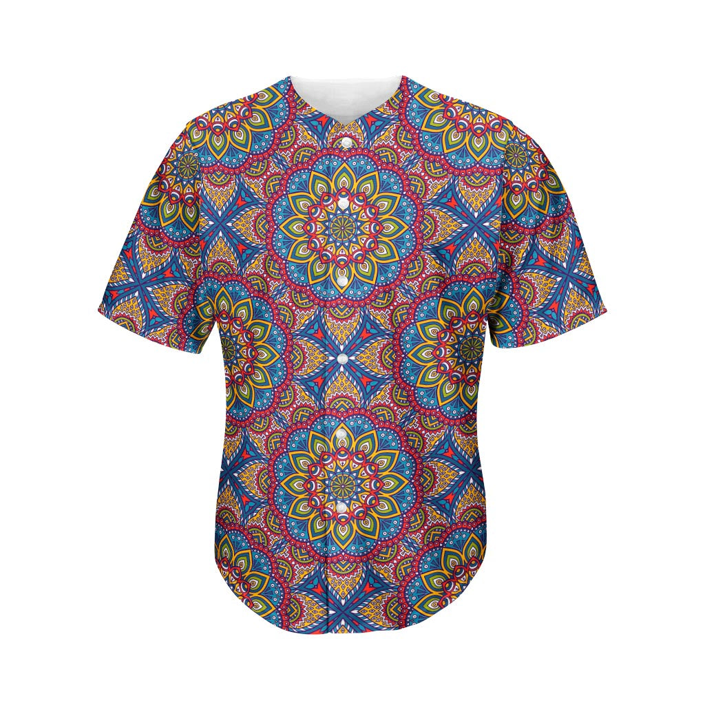 Colorful Bohemian Mandala Pattern Print Men's Baseball Jersey