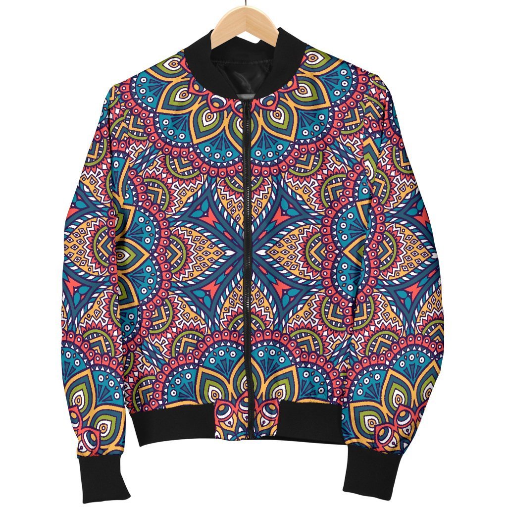 Colorful Bohemian Mandala Pattern Print Men's Bomber Jacket