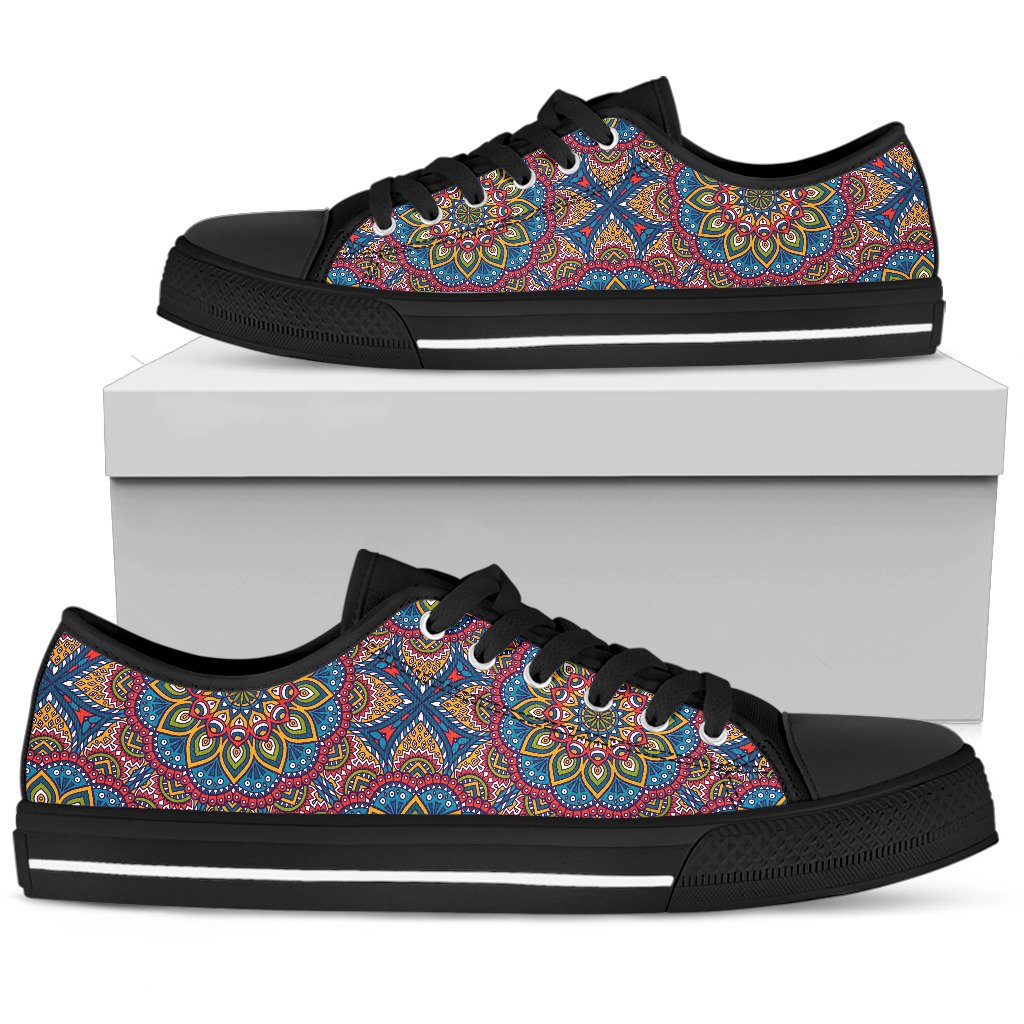 Colorful Bohemian Mandala Pattern Print Men's Low Top Shoes