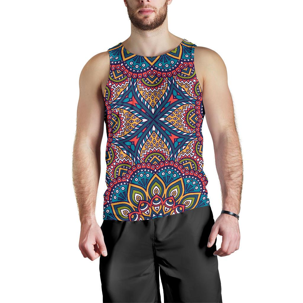 Colorful Bohemian Mandala Pattern Print Men's Tank Top