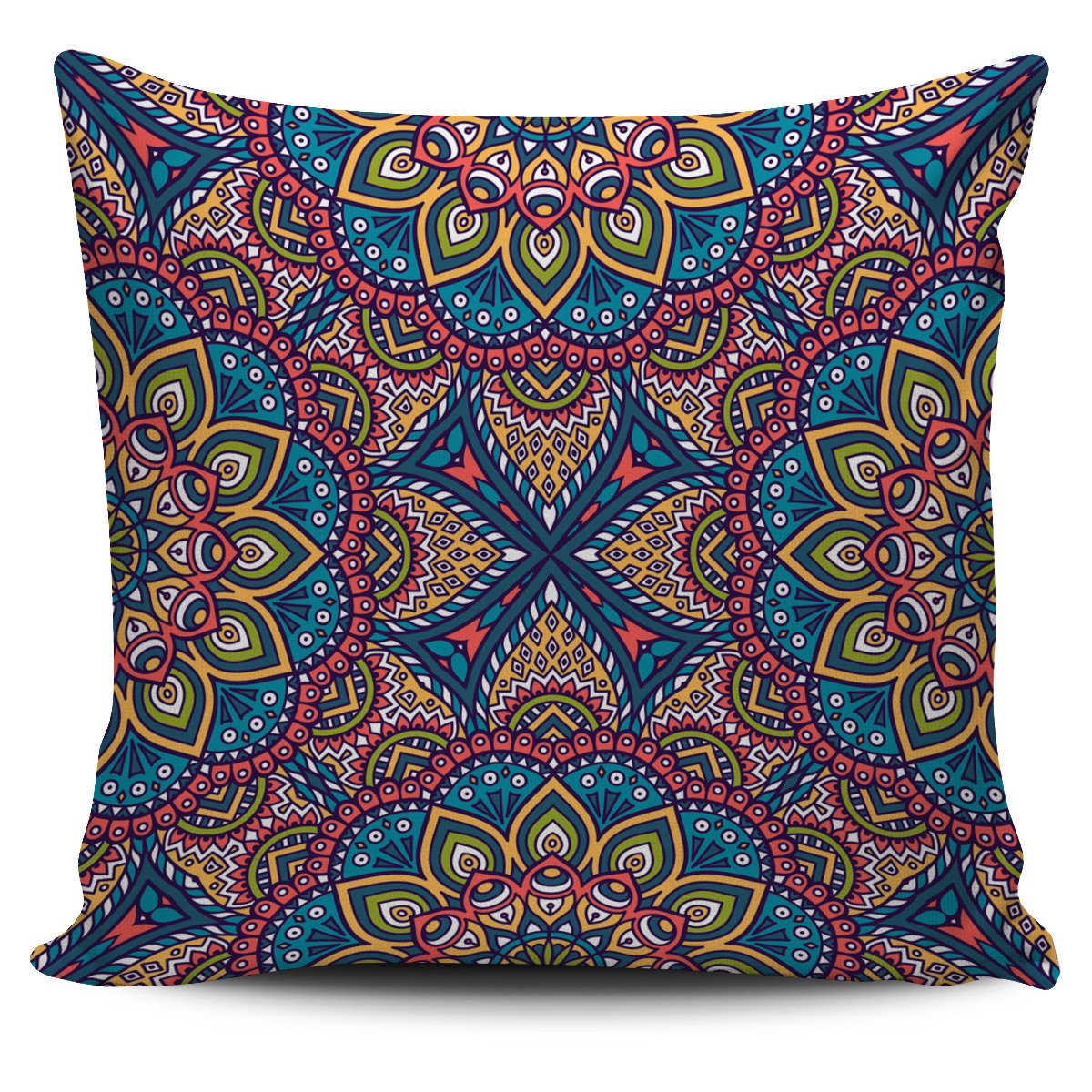 Colorful Bohemian Mandala Pattern Print Pillow Cover