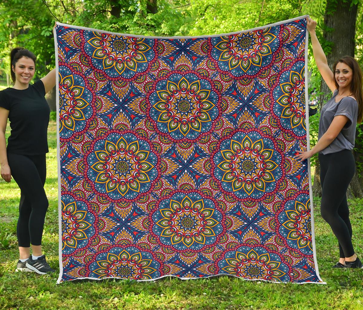 Colorful Bohemian Mandala Pattern Print Quilt