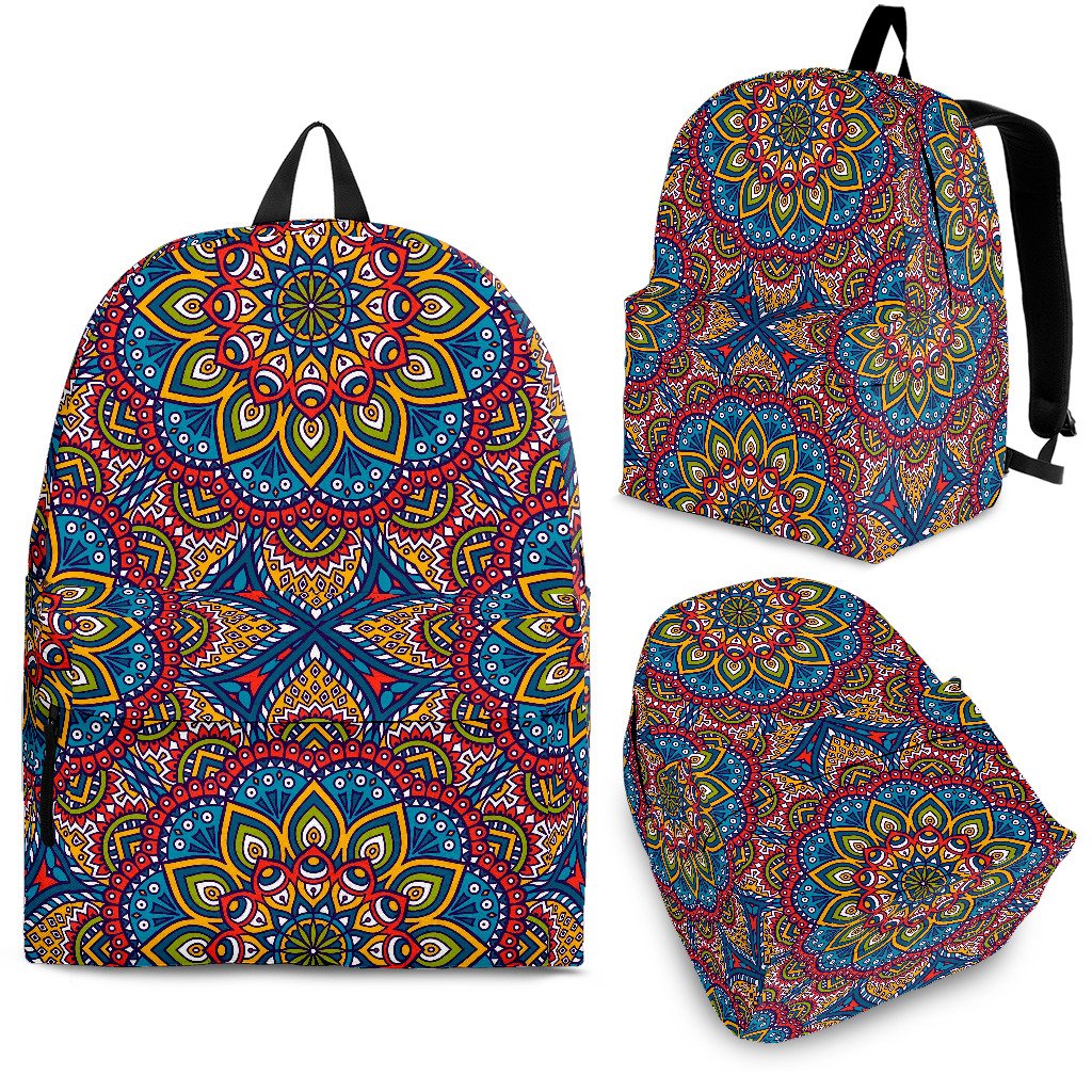 Colorful Bohemian Mandala Pattern Print School Backpack