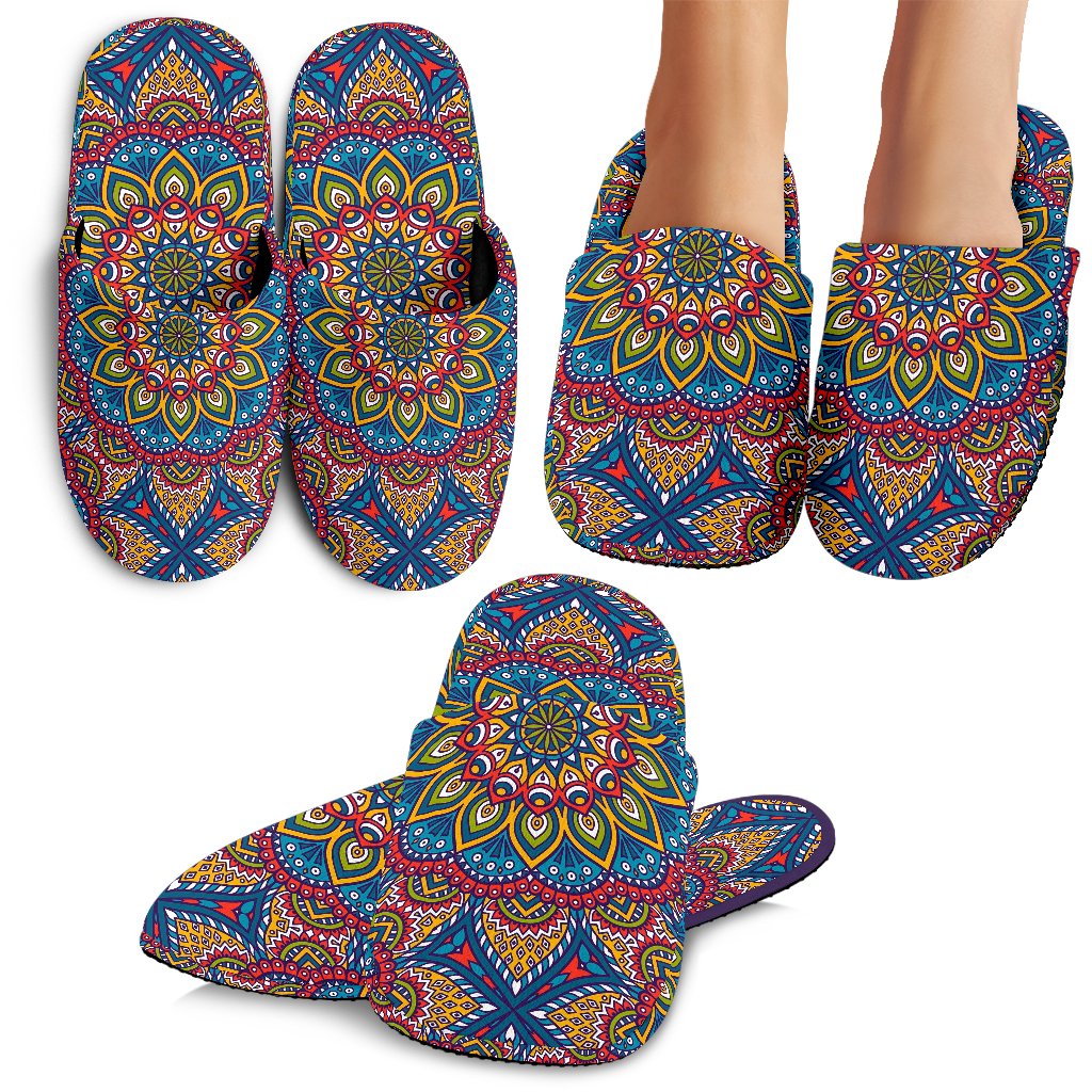 Colorful Bohemian Mandala Pattern Print Slippers