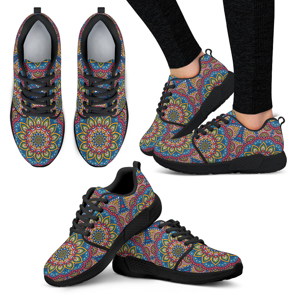 Colorful Bohemian Mandala Pattern Print Women's Athletic Shoes