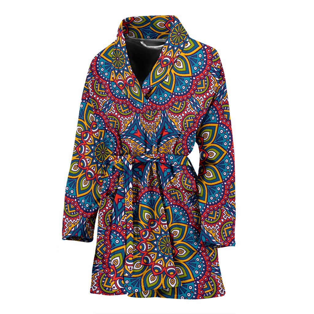 Colorful Bohemian Mandala Pattern Print Women's Bathrobe