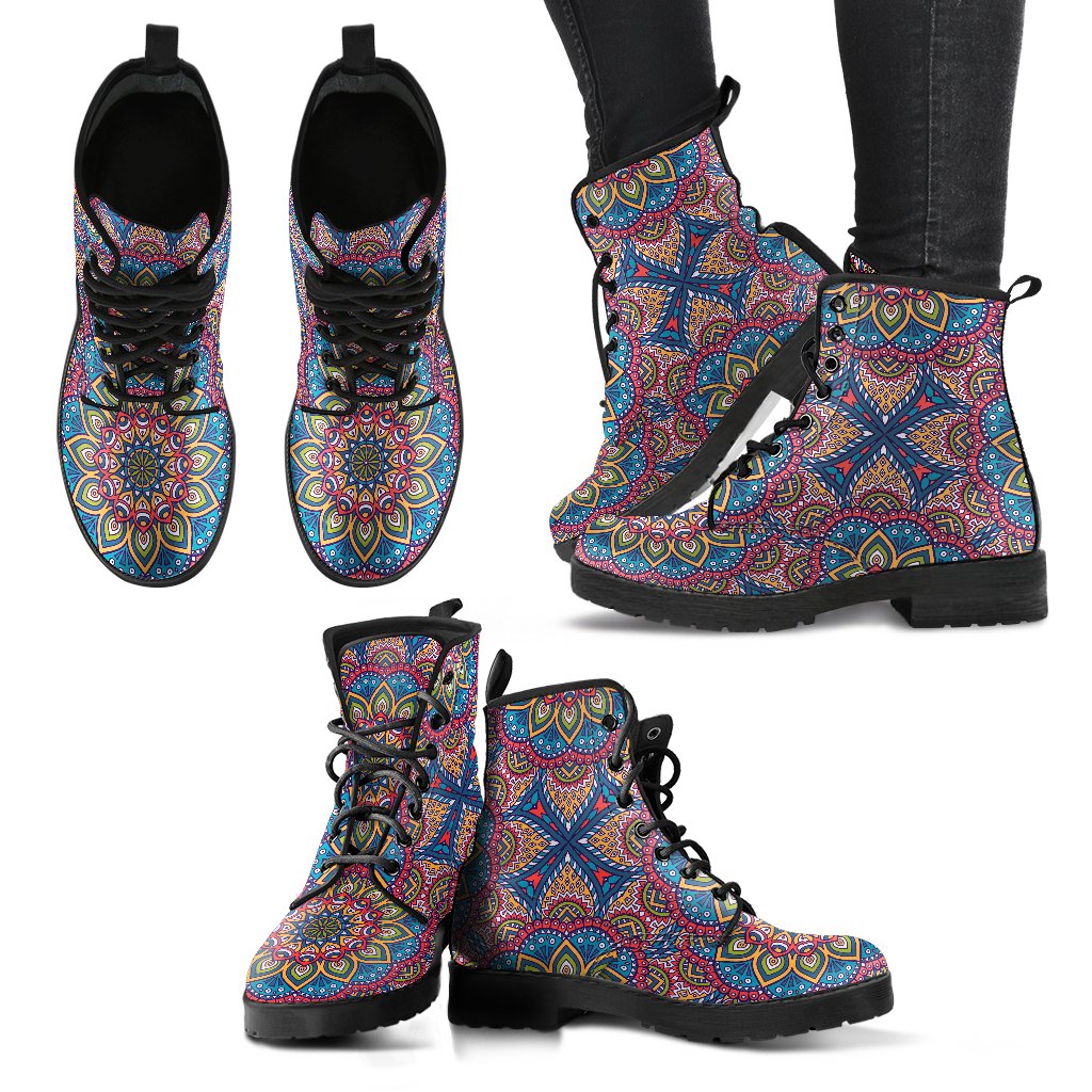 Colorful Bohemian Mandala Pattern Print Women's Boots