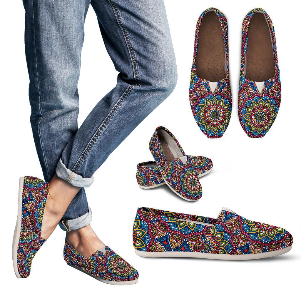 Colorful Bohemian Mandala Pattern Print Women's Casual Canvas Shoes