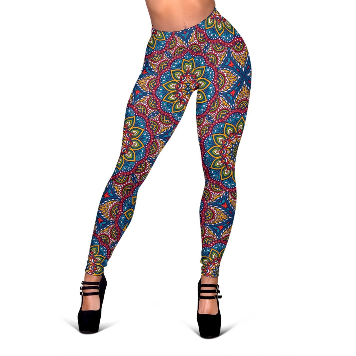 Colorful Bohemian Mandala Pattern Print Women's Leggings