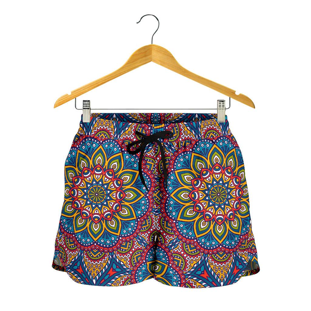 Colorful Bohemian Mandala Pattern Print Women's Shorts