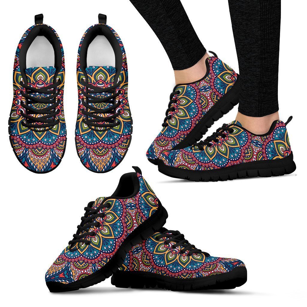 Colorful Bohemian Mandala Pattern Print Women's Sneakers