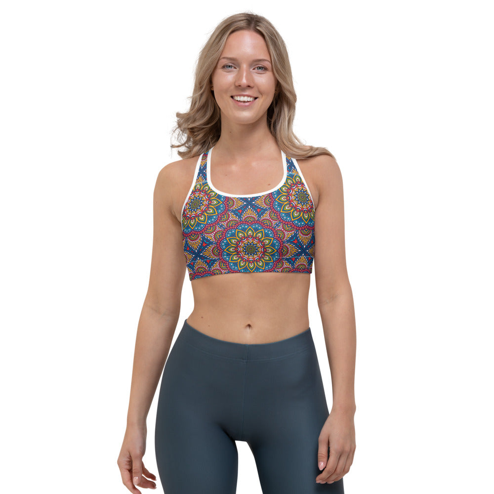 Colorful Bohemian Mandala Pattern Print Women's Sports Bra