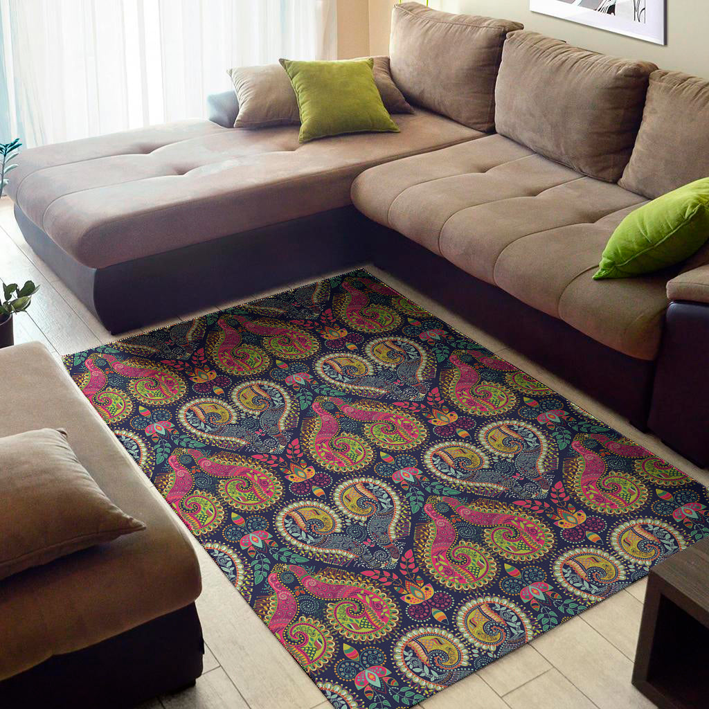 Colorful Boho Paisley Pattern Print Area Rug