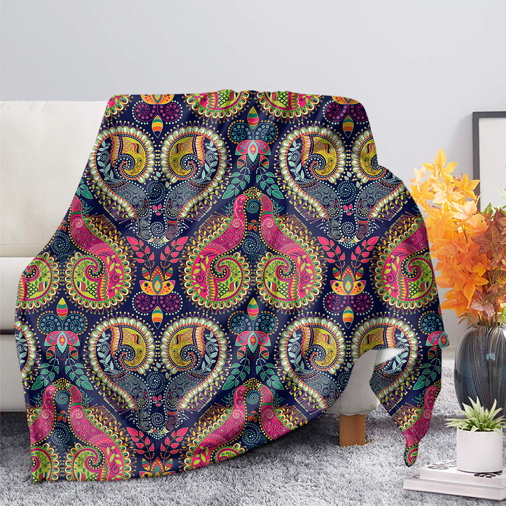 Colorful Boho Paisley Pattern Print Blanket