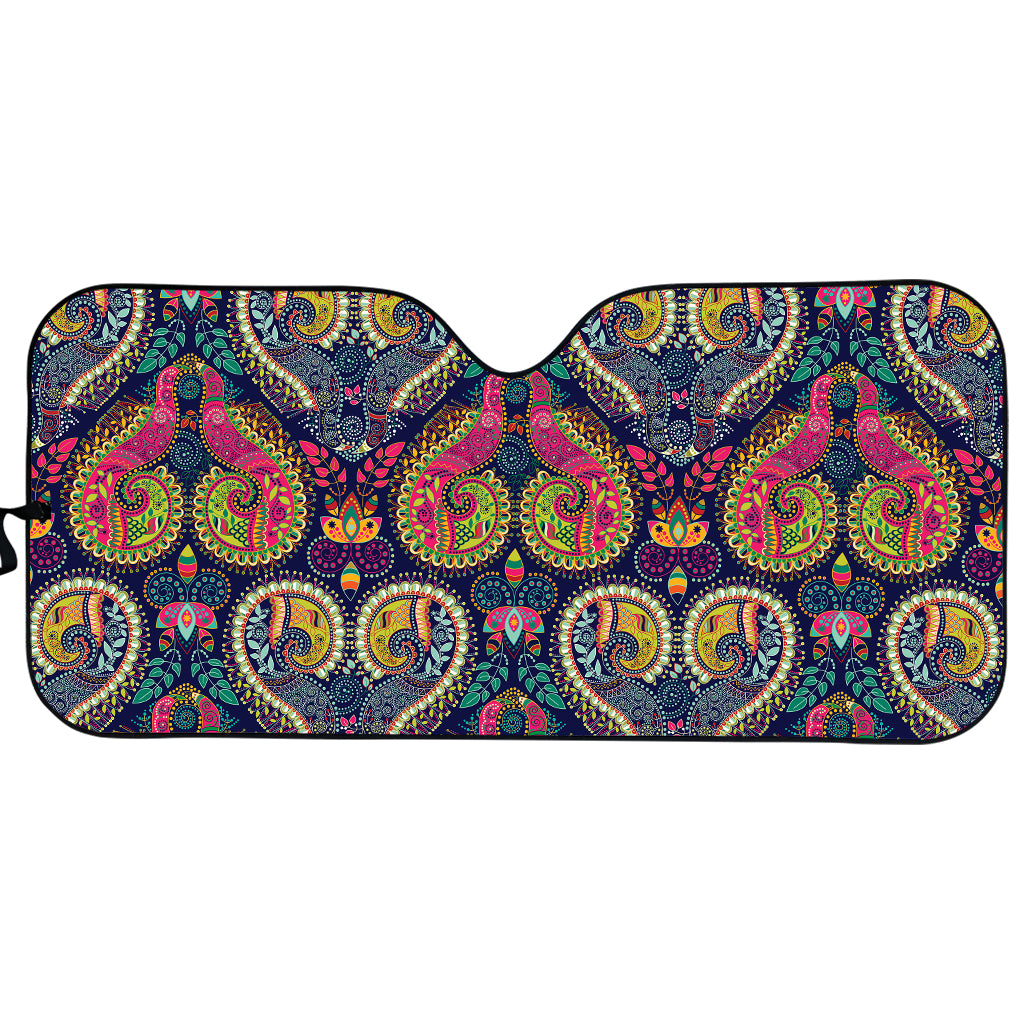 Colorful Boho Paisley Pattern Print Car Sun Shade