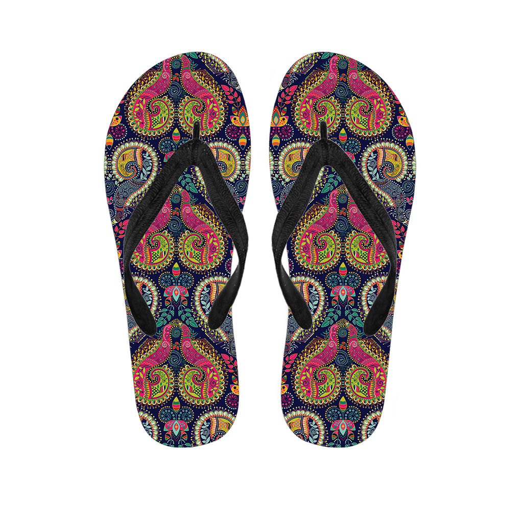 Colorful Boho Paisley Pattern Print Flip Flops